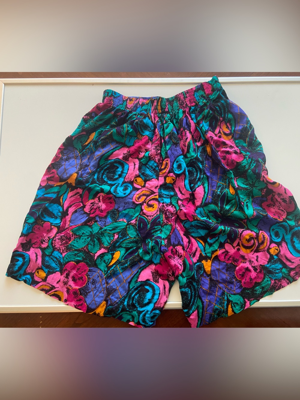 JoAnna High-Waist Floral Shorts Elastic Waist 6” Pockets Beach Hippy